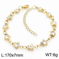 Gold stainless steel star bracelet with clear zircons and adjustable lobster clasp - Gold + Clear Zircon (KB183067-TJG)