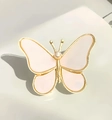 Elegant gold butterfly brooch with white pearlescent wings and a centered pearl detail - Simple Gold White Butterfly