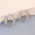 Modern irregular geometric earrings in polished silver finish for a sleek stylish look - Silver Style K7-35