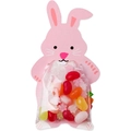 Linda tarjeta de conejo rosa con bolsa transparente para dulces y galletas horneadas - Estilo Conejo (HB30017) / 10 Tarjetas 10 Bolsas OPP 10 Pegatinas