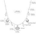 Collana in acciaio inossidabile con perle finte, ciondolo a conchiglia e zirconi - 40+5cm / Acciaio (P1235)