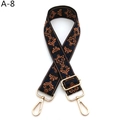 Close-up of vintage floral embroidery on adjustable bag strap with gold metal hooks - A-8 Black Blue Brown