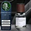 Gardenia scented 160ml glass car aroma diffuser with dark wood lid and floral notes - Small Time - Gardenia Beauty