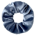 Dusty blue tie-dye velvet hair scrunchie with hidden zipper pocket accessory - Royal Blue Grey