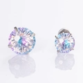 Holographic gradient zircon stud earrings in silver-colored titanium steel setting - Blue & Purple (A290-10) / 8mm