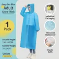 Heavy-duty blue EVA adult raincoat with hood and elastic cuffs for heights 150-185cm - Deep Sea Blue