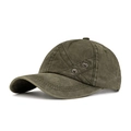 Berretto da baseball in cotone lavato verde militare con finitura vintage e rivetti - Verde Militare