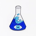 Conical flask enamel pin featuring blue sea waves and an eye design in alloy - Conical Flask Wave Eye