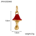 Detailed view of red and gold mushroom pendant with 1.8cm height and 1.0cm width - Gold + Red