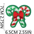 Detail of Christmas candy cane embroidery patch with festive red and white thread texture - Christmas Cane-X