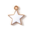 Ciondolo a forma di stella in smalto bianco con bordi in metallo dorato per gioielli DIY - Bianco Placcato Oro