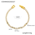 Golden stainless steel tennis bracelet featuring white and champagne rectangular zircons - Champagne