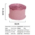 Dusty rose ruffled linen ribbon for bouquets, 4cm width, 10 yards length roll - 4cm Simple Pack / Dusty Pink