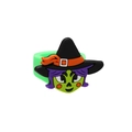Halloween cartoon green witch silicone ring for kids featuring a black pointed hat - Witch