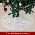 90cm white Christmas tree skirt with gold and black star patterns for party decor - Diameter 90CM / White Gold Pentagram