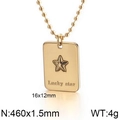 Goldene quadratische Lucky Star Halskette mit polierter Kugelkette für Damen - Gold (KN111790-KFC)