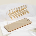 Acrylic earring stand in mirror gold finish with eight mini clothes hangers - Small Mirror Gold