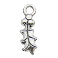 Silver alloy hollow holly leaf pendant with top hanging ring for DIY jewelry making - Leaf Style (10416)