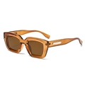 Retro kleine quadratische Sonnenbrille mit bernsteinfarbenem Rahmen und braunen Gläsern - Klar Braun