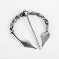 Vintage viking penannular brooch with twisted metal texture in antique silver finish - D-340 Antique Silver