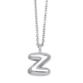 Polished silver metal necklace featuring a 3D puffy letter Z pendant on a delicate chain - Letter Z