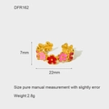18K gold plated stainless steel adjustable ring with colorful enamel flower charms - DFR162 Gold Enamel Flower Open