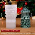 Macro detail of cylinder silicone mold and finished green pinecone candle with textures - ZL-269-4 Needle Texture Pillar