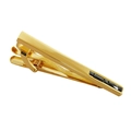 Business tie clip in golden finish with a rectangular black gemstone inlay detail - Tie Clip / Gold/Black Zirconia