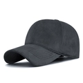 Dark grey warm velvet baseball cap with six-panel design and stitched curved brim - Adjustable / Gray