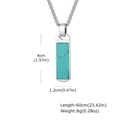 Size specifications for men's stainless steel necklace with rectangular turquoise pendant - Silver Turquoise Pendant (No Chain)