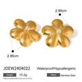 Pendientes de flores en acero cepillado oro 18k impermeables con un circón central - Pendientes de Flor Cepillada con Zirconia (JDEW2404022)