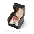 Black PU leather watch box with white stitching and beige soft pillow interior - Black Outer Beige Inner Chair Style