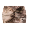 Bohemian 18cm wide knotted headband featuring a brown and grey tie-dye print pattern - Coffee Tie-Dye
