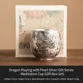 Tazza da tè in argento 999 con motivo a drago e confezione regalo di alta qualità - Set Confezione Regalo 100ml / Motivo del Drago Argentato