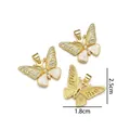Gold-plated butterfly pendant with white opal inlay and micro-pave zirconia crystals - Butterfly - Colorful Pink Opal