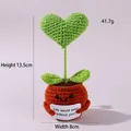 Handmade crochet heart plant with orange smiling pot and positive greeting card - Positive Potted-Heart Green