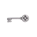 Vintage silver metal key brooch with minimalist creative design on white background - Silver Key