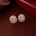 Elegantes pendientes ovalados dorados con cristales y una gran gema central clara - Ovalado Pavé Completo / Dorado