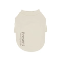 Beige knitted dog base layer shirt with 'Present' print for Schnauzers and Maltese - S / Beige