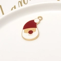 Christmas Santa Claus alloy enamel pendant charm in red and white with gold trim for DIY - 03# Santa Claus (16*30mm)