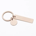 DIY rose gold stainless steel keychain with blank rectangle and round tags for laser engraving - Bar + Round Tag / Rose Gold