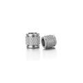 Silver stainless steel cylindrical beads with textured diamond knurling for DIY jewelry - 8x8x5 Net Stripe Barrel / Steel