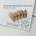 Detailed macro view of 50pcs champagne marquise rhinestones for nail art size 2mmx4mm - Champagne Marquise 2x4 (XY-1015)
