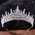 Detail shot of luxurious silver tiara with purple crystals and sparkling rhinestones - Silver & Light Purple (H1269)