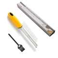 Yellow handled 18/8 stainless steel cheese grater with protective cover and brush - Color Box / Yellow