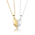 Magnetic couples heart necklaces in gold and silver finish on white background - Combination 8 (Gold and Silver)