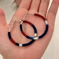 2505288 Red And Blue Two-tone Lace Earrings (s925 Silver Needles)