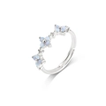 Elegant silver open ring featuring light blue cross-shaped gemstones on a white base - Sky Blue White Gold (R1125)
