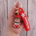 Gingerbread man Christmas keychain in PVC with red silicone wrist strap and gold lobster clasp - Christmas Gingerbread Man-2