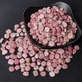 Polished natural pink rose quartz stones in a black bowl for crystal healing and decor - Rhodonite / 7-9mm 100g
